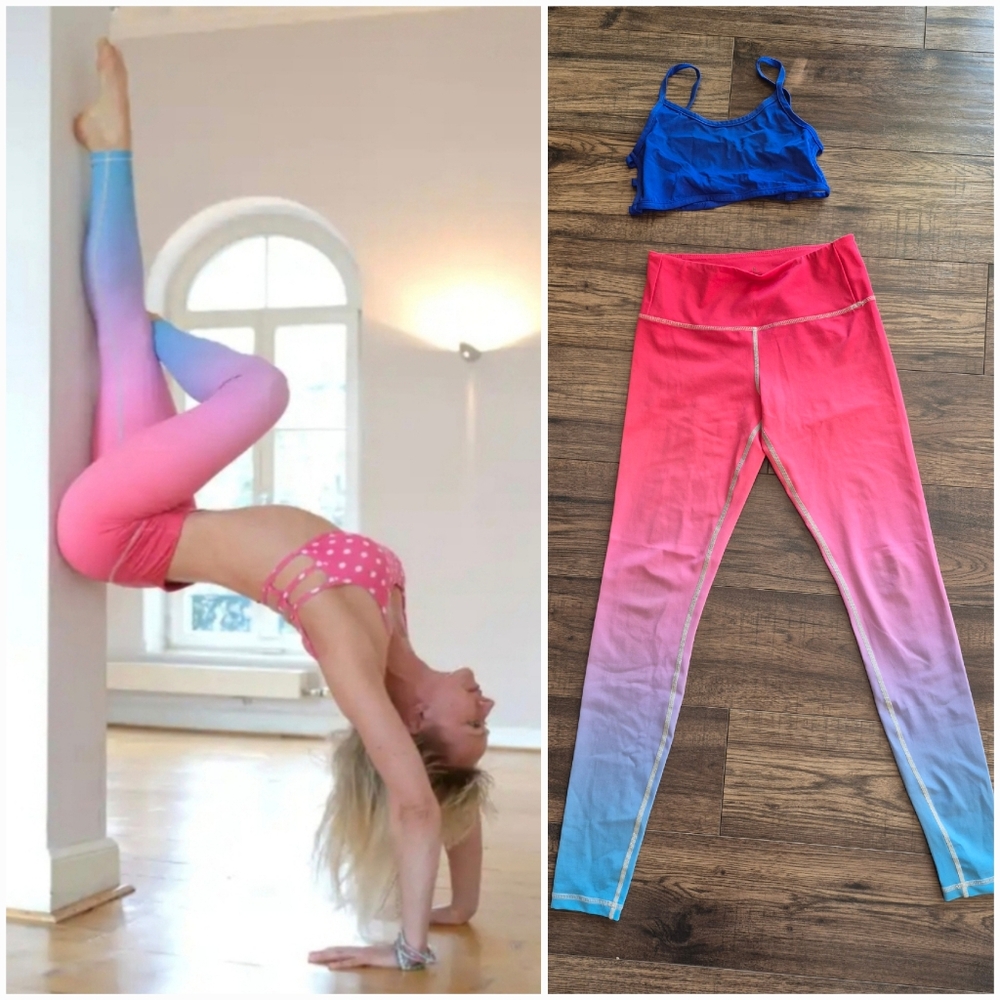 Set Ombre Leggings Flexi Lexi Blue Bralette Swim Lexi size small Hot Yoga SUP